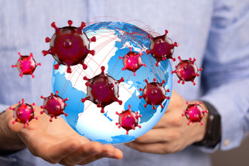 contagious coronavirus pandemic, dangerous virus outbreak 3d.