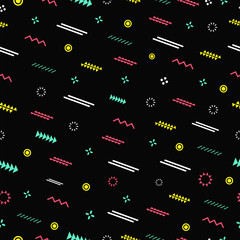 Seamless pattern with bright abstract geometric design elements