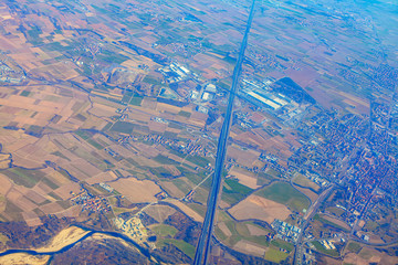 flying over the plains and highway