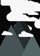 Mountains Panorame Abstract Random Placed Generative Art background illustration