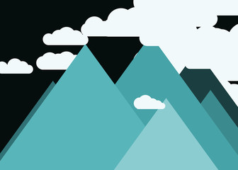 Mountains Panorame Abstract Random Placed Generative Art background illustration