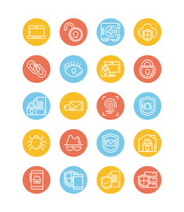 set of icons security, block and flat style icon