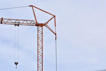 Red crane with defined lines and angles