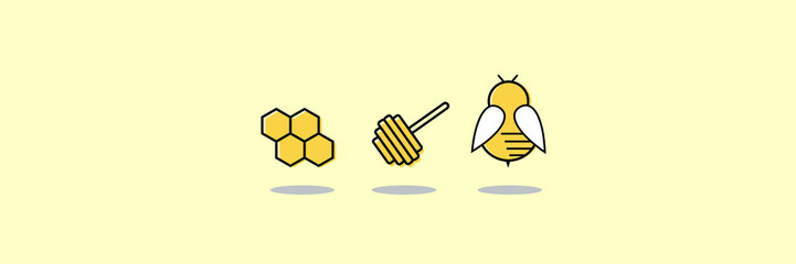 simple cute bee and honey illustration with beautiful colors