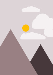 Mountains Panorame Abstract Random Placed Generative Art background illustration