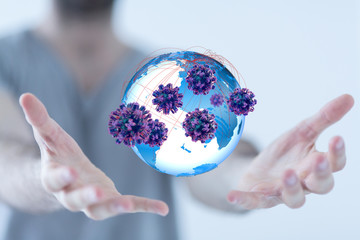 contagious coronavirus pandemic, dangerous virus outbreak 3d.