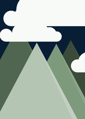 Fototapeta premium Mountains Panorame Abstract Random Placed Generative Art background illustration