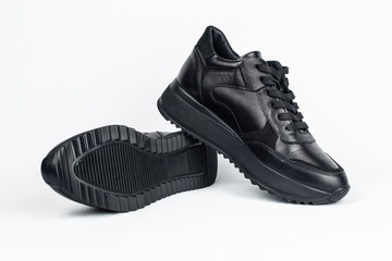 Leather shoes for women for demi-season walks in the spring or fall. Shoes for women of sports type