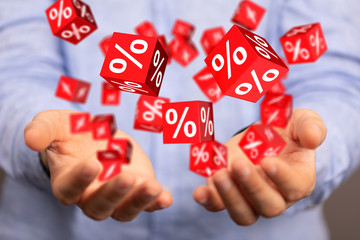 Discount and commission concept 3d