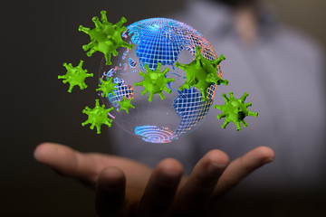 contagious coronavirus pandemic, dangerous virus outbreak 3d.