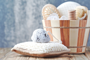 Spa set on bright background.