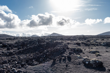 Volcanic landscape of Timanfaya National Park on island Lanzarote