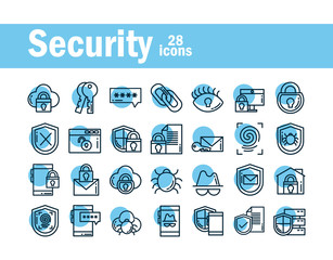 set of icons security, line style icon