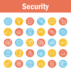 set of icons security, block and flat style icon