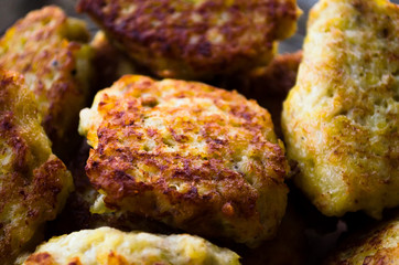 Fried cutlets. Food and cooking. Cooking homemade meatballs. Casserole of homemade meatballs. Kitchen and cooking. Mistresses and food.