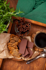 Homemade cookies on the table. Baking background. Food, cooking, flour products.