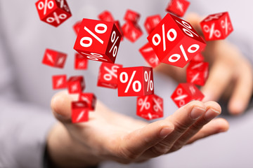 Discount and commission concept 3d