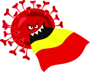 Coronavirus Belgium. COVID-19 epidemic of coronavirus in the world, Vector illustration with coronavirus and Belgian flag. Belgium Coronovirus News Concept