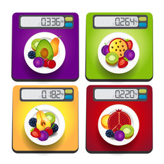 set of icons with electronic scales