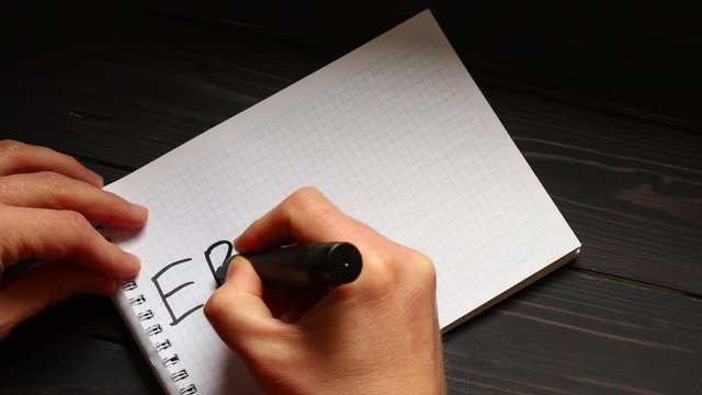 The inscription epidemic on the notepad hand writes