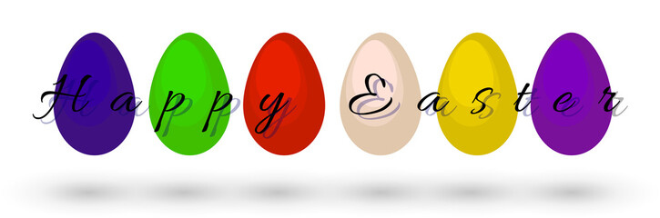 Vector illustration Happy Easter. Happy easter eggs. Set of Easter eggs with different texture on a white background. Spring holiday. Set of easter eggs with geometric and floral ornaments
