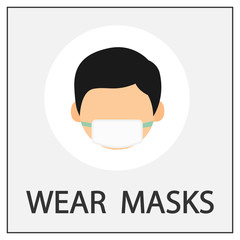 Safety sign, Wear dust mask.Medical mask icon isolated.Safety breathing masks.