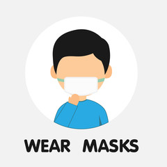 Safety sign, Wear dust mask.Medical mask icon isolated.Safety breathing masks.