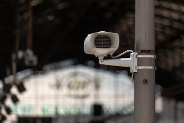 Public loudspeaker in a train station