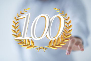 100 Anniversary 3d numbers. Poster template for Celebrating 100 anniversary event party.