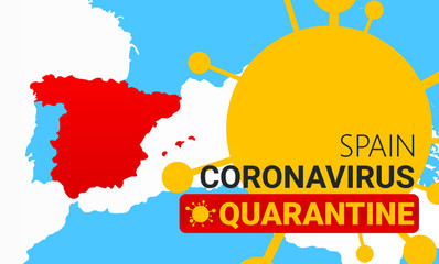 Obraz premium Coronavirus outbreak in Spain. COVID-19 virus quarantine concept image. Coronavirus disease 2020 situation in Spain. Isolated map contour.
