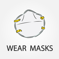 Fototapeta premium Safety sign, Wear dust mask.Medical mask icon isolated.Safety breathing masks.