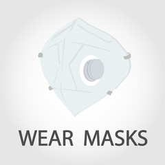 Safety sign, Wear dust mask.Medical mask icon isolated.Safety breathing masks.