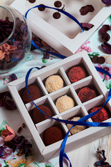 Belgian chocolate with exotic mango and fragrant strawberries. Belgian chocolate with pomegranate...