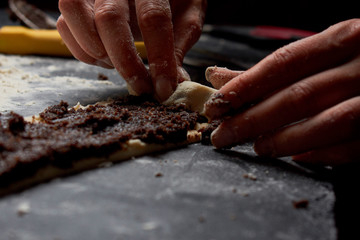 Baker prepares homemade cakes. Professional Female cook