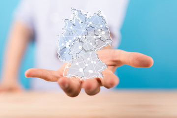 germany map digital in hand 3d