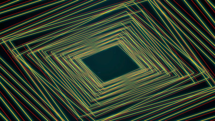 Abstract rectangles tunnel in hypnotic motion.