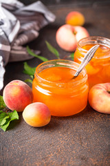 Apricot jam in glass jar