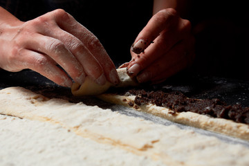 Baker prepares homemade cakes. Professional Female cook
