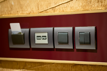 Panel light switch and key card for electricity in hotel