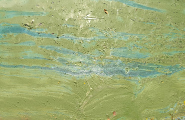 Abstract background. Art of nature, waste water surface. It's look like oil paint fluid of green and blue colour.