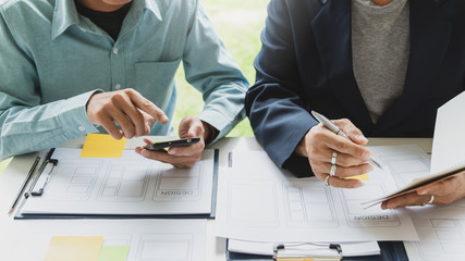 Group of application designers with ideas and creativity working together in the office.