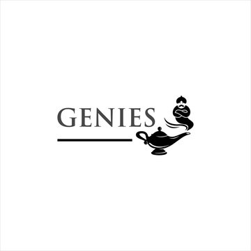 genie magic lamp smoke bottle logo design template