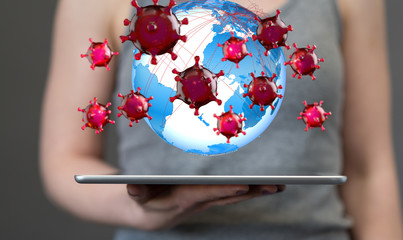 mikro digital epidemic corona virus nCoV , Novel Coronavirus 19-NCP. nCoV denoted is...