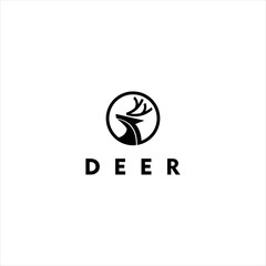 antler dear logo design hunting animal vector template