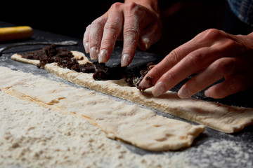 baker prepares homemade cakes