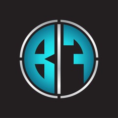 BF Logo initial with circle line cut design template on blue colors