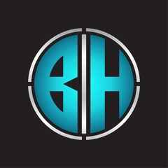 BH Logo initial with circle line cut design template on blue colors