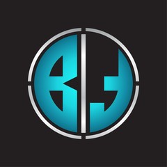 BT Logo initial with circle line cut design template on blue colors