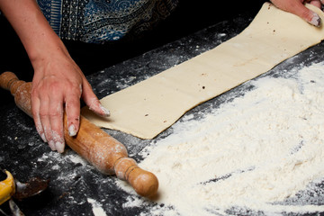 baker prepares homemade cakes