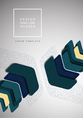 Bright abstract rounded arrows with shadows and dots overlap each other. Trendy simple dynamic template for your design.